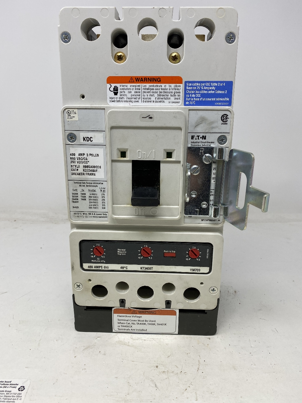 EATON KDC 400 AMP BRKR