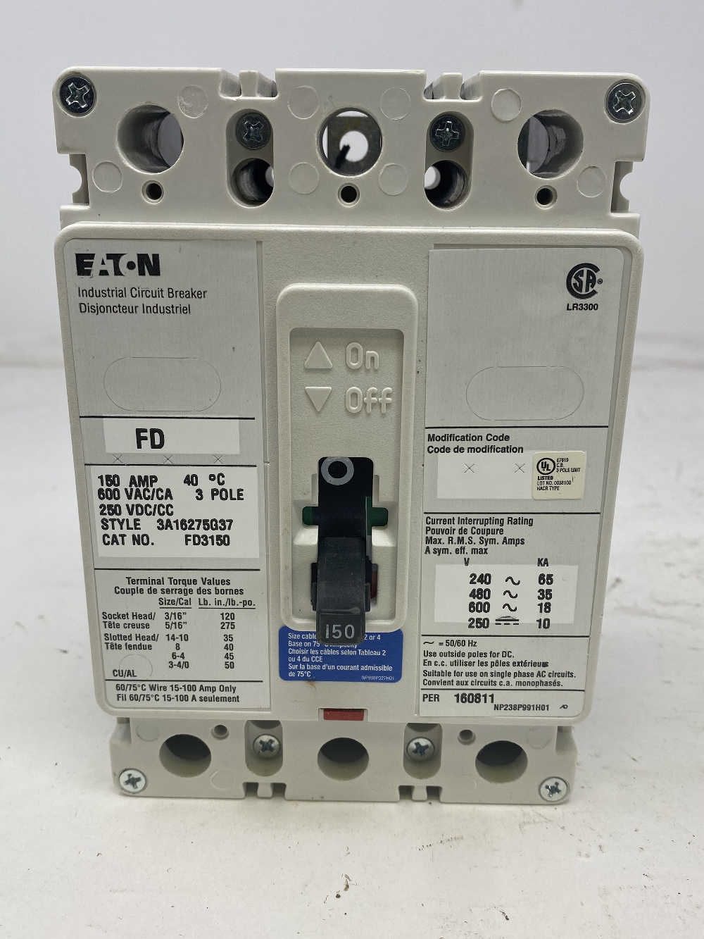 EATON FD 150 AMP BRKR