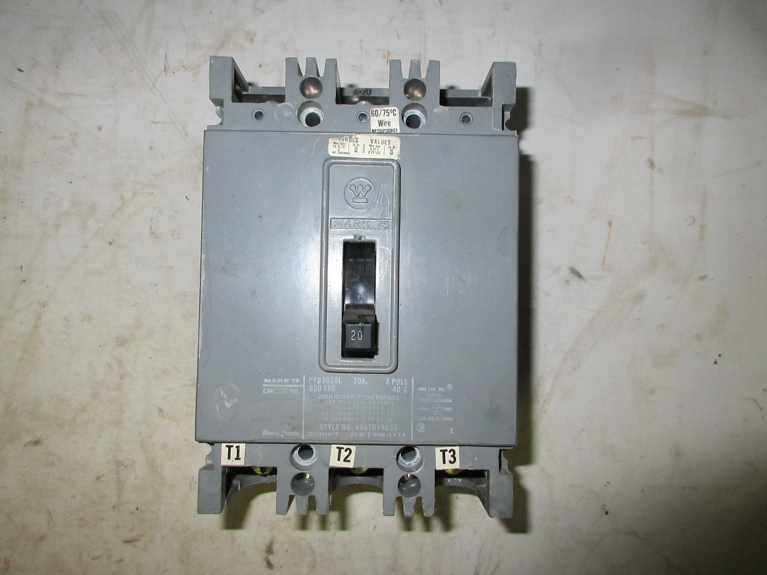 Disyuntor Westinghouse 20A