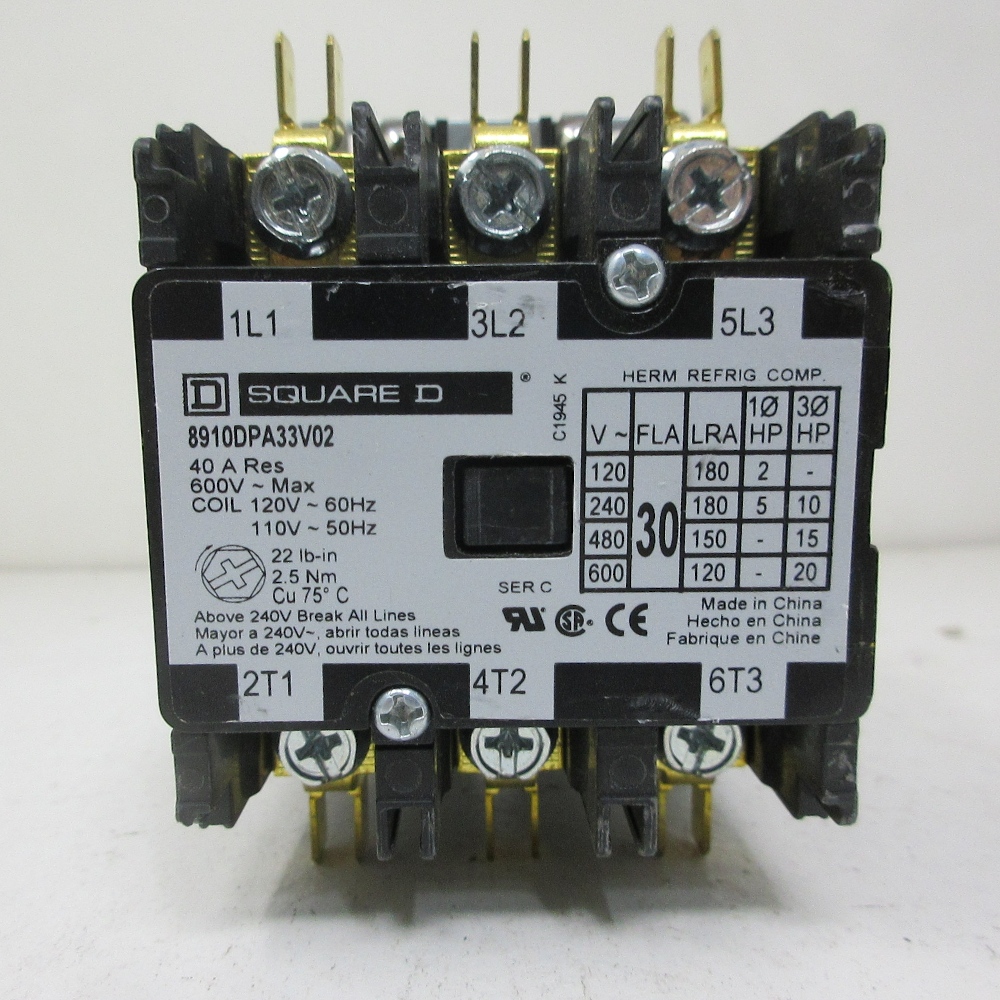 Square D 8910DPA33V02 30 Amp Contactor