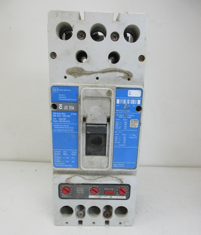 Cutler Hammer JD Frame 250 Amp Breaker