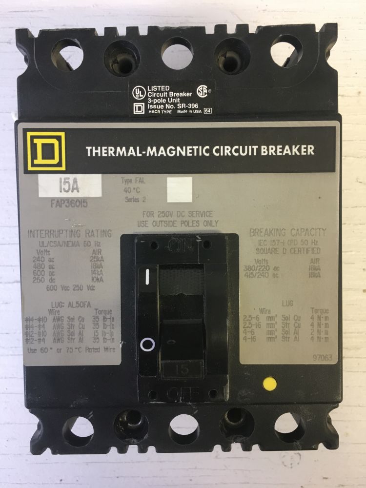 Square D 15 Amp Breaker FAP36015