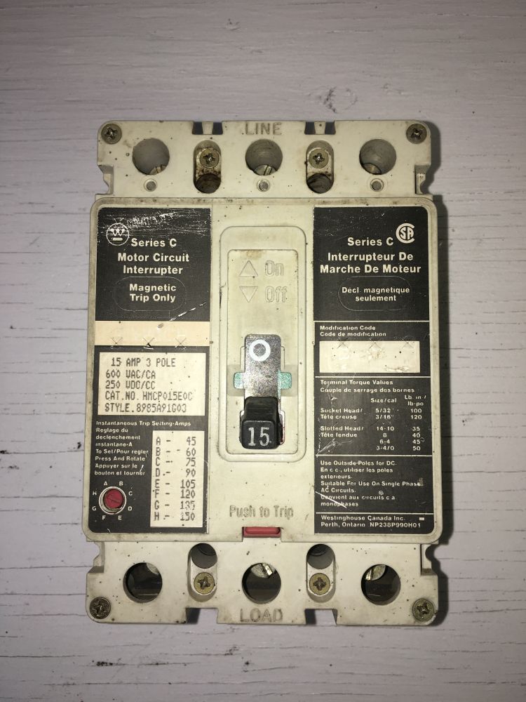 Westinghouse Series C 15 Amp Breaker