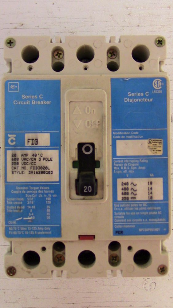 Cutler Hammer Series C 20 Amp Breaker