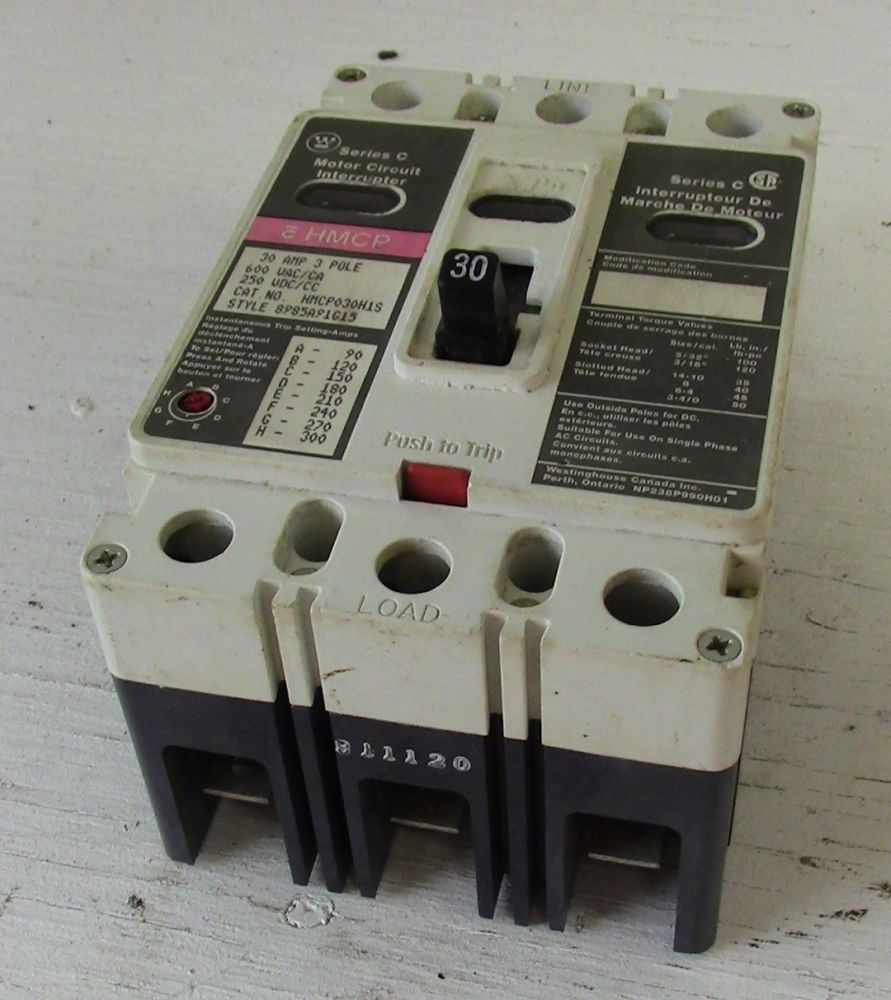 Interruptor HMCP Westinghouse de 3 Polos 30 Amp