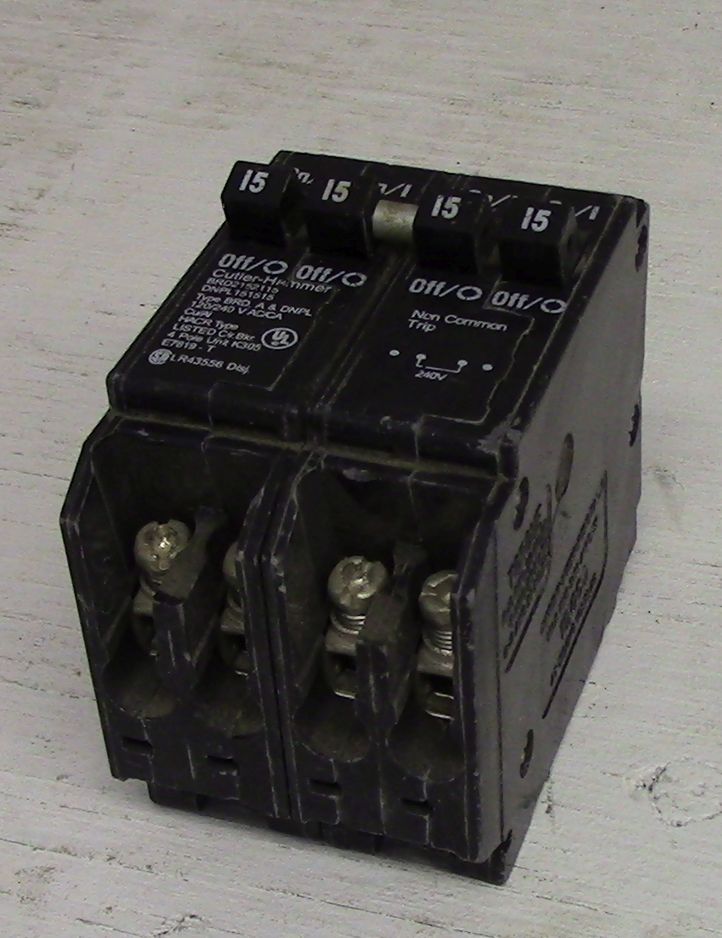 Cutler Hammer 2 Pole 15 Amp w/ Two 1 Pole 15 Amp Push-in Breaker