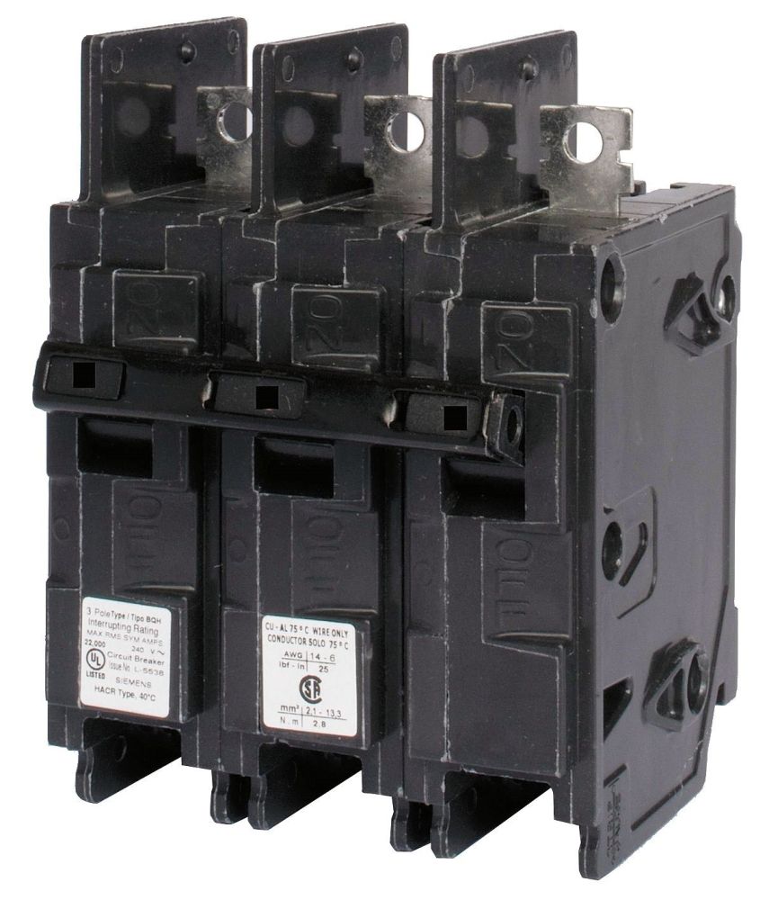 Siemens 3 Pole 20 Amp Bolt-on Breaker