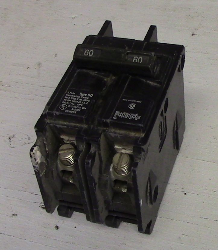 Disjoncteur à boulonner Siemens 2 pôles 60 A type BQ