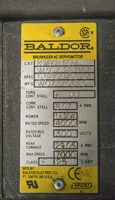 Baldor 2 HP Brushless Servo Motor