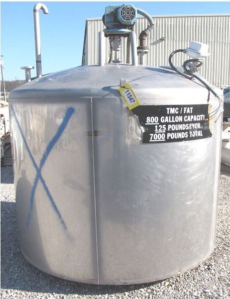800 Gallon Stainless Steel Mixing Tank