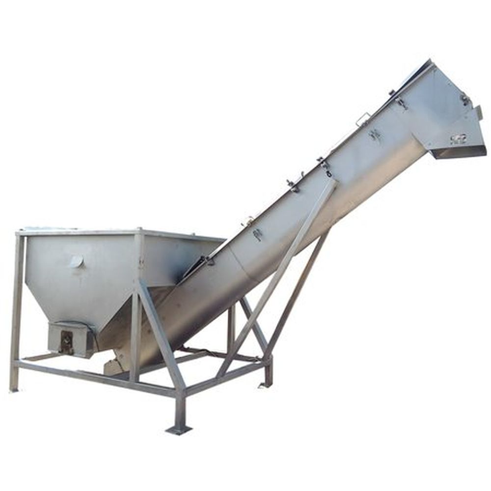 RMF Stainless Steel Incline Screw Conveyor - 16" X 15'-10" L w/ Feed hopper