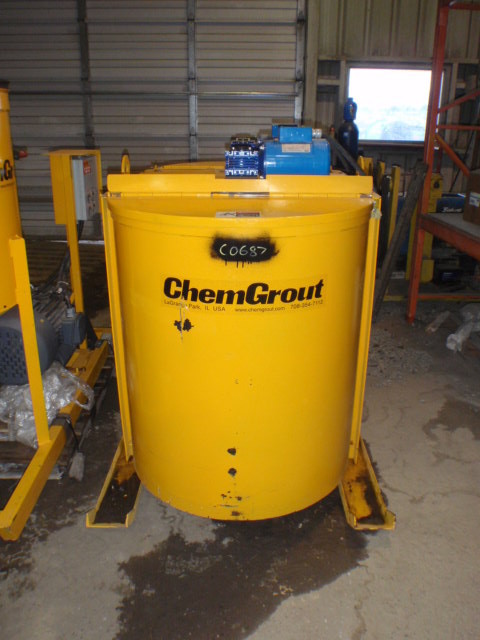 Unused Surplus Chemgrout Mixer Tank and Pump Package. 1 - Chemgrout Twin Mixer and Tank. 404 Gallon Capacity. 2 Mixers. 3 in. Dishcharge on each sides. 1 - Chemgrout Mixer Tank with Pump.  25 HP Motor Driving 4 in. x 3 in. Pump. Can be Sold Separately.