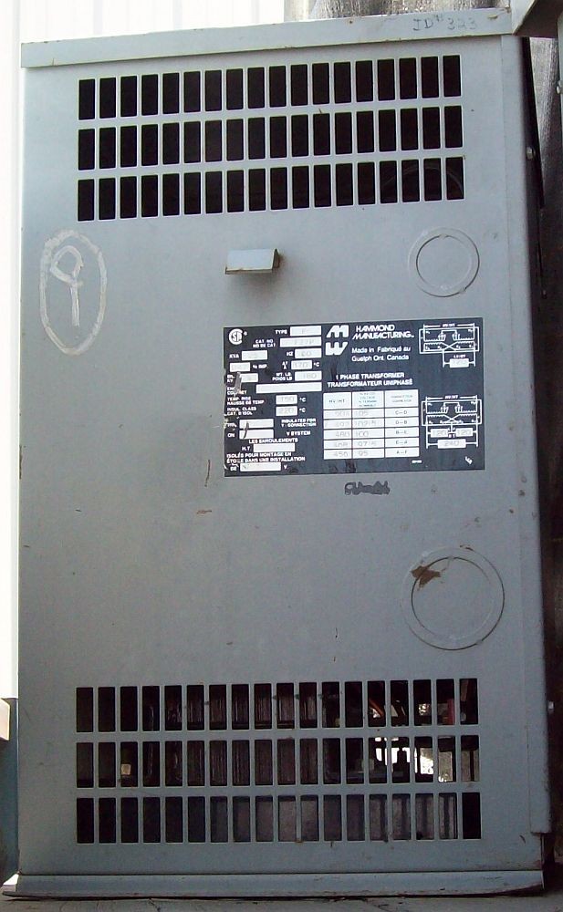 Transformateur Hammond 480 - 120/240 volts 25 KVA