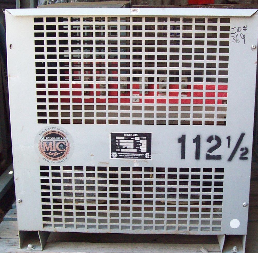 112.5 KVA 480 - 240 Volt  Marcus Transformer