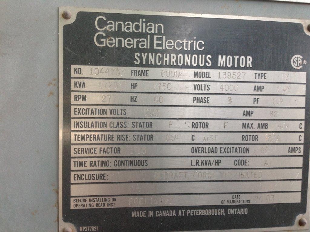 1750 HP Synchronous Motor