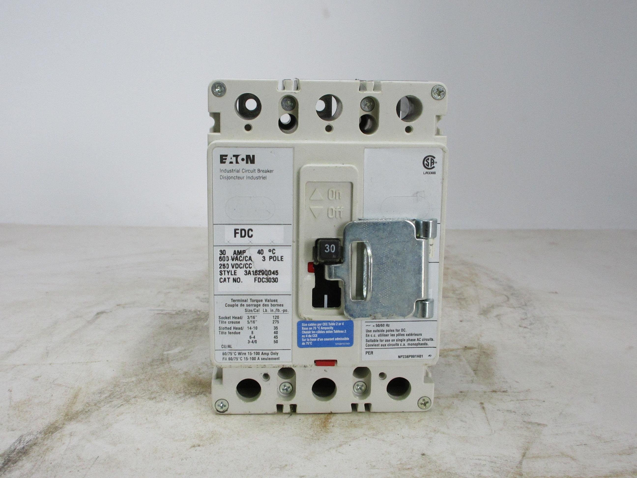 Disyuntor EATON FDC de 30 amperios y 3 polos