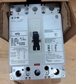 Eaton HFD 3 Pole 100 Amp Breaker
