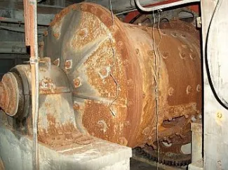Used Vancouver Engineering Works Regrind Ball Mill. 5 ft. dia. x 5.5 ft. long. 75 hp Electric Motor.