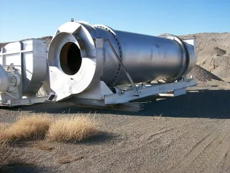 Used Standard Asphalt Dryer. 8 ft. dia. x 30 ft. Long. Model: 8-30. Supplied with Blower, Cyclones, Adapters, Elbows, 100 HP Electric Motor.
